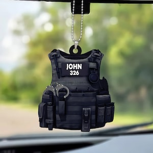 Personalized Police Bulletproof Vest Keychain Gift For Police, Police Uniform Ornament Keychain zdjęcie 3