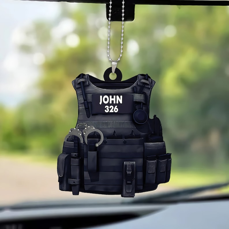 Personalized Police Bulletproof Vest Keychain Gift For Police, Police Uniform Ornament Keychain zdjęcie 3