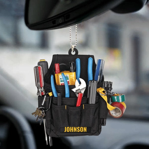 Personalized Electrician Tool Bag Car Ornament, Electrician Flat Ornament Gift, Gift For Electrician Lover, Electrician Dad Gift