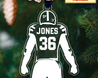 Personalized Football Ornament, Football Player Ornament, Football Son Gift For Football Lover 2D Flat Ornament
