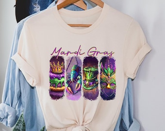 Mardi Gras Shirt, Retro Mardi Gras Coquette, Fleur De Lis, Louisiana Crawfish, King Cake Mardi Gras Shirt