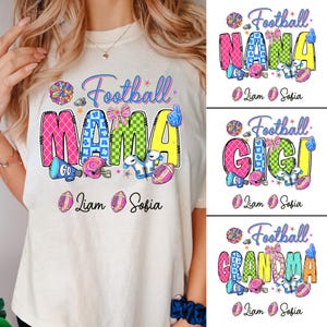 Football Grandma Shirt,  Football Mama Shirt, Personalized Mimi Nana Shirt Gift For Grandma, Gift For Football Mom, Cheer Mom Shirt