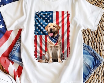 Labrador Retriever Patriotic American Flag Dog 4th of July Shirt,  Labrador Retriever Shirt Gift For Dog Lover