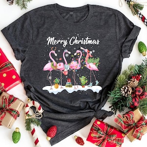 Merry Christmas Flamingo Shirt, Flamingo Christmas Tree, Flamingo Christmas Shirt, Christmas Gift