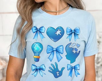 In April We Wear Blue Shirt, Coquette Autism Shirt, Autism Awareness Shirt, Autism Awareness Month