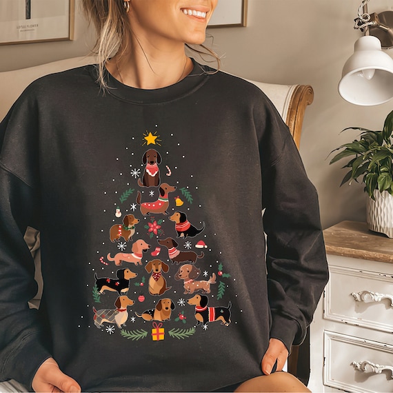 Dachshund christmas tree shirt hotsell