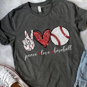 Baseball Shirt, Peace Love Baseball Shirt, Baseball Mom Shirt, Mother Day Shirt, Baseball Lover Shirt, Gift For Mom, Baseball Fan Shirt