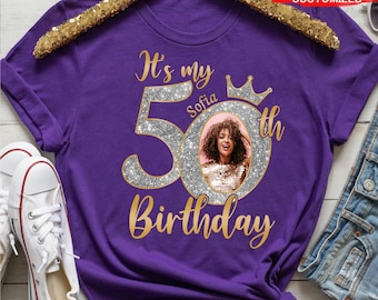 Custom It's My 50th Birthday Shirt, 50th Birthday Queen, Custom Photo Birthday Shirts, 50th Birthday Shirt Gift
