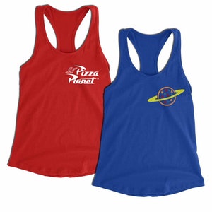 Toy Story Pizza Planet Tank Green Alien Costume Tank Tops Unisex and Women&#39;s Racerback Tank