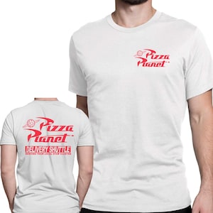 Pizza Planet T-shirt, 2 Sided Print Toy Story T-shirt, Cosplay Halloween Costume Unisex & Women's T-shirts