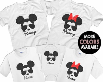 Mickey Minnie Disney Family Shirts Matching T-shirts Custom Disney Family Trip Shirts Men's Women's Kids T-Shirts & Baby Bodysuits