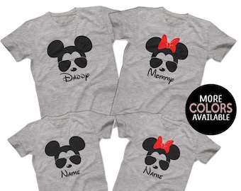 Sunglasses Mickey Minnie Disney Family Shirts Matching Disney Family T-shirts Custom Disney Cruise Group Shirts Men&#39;s Women&#39;s Youth T-Shirts