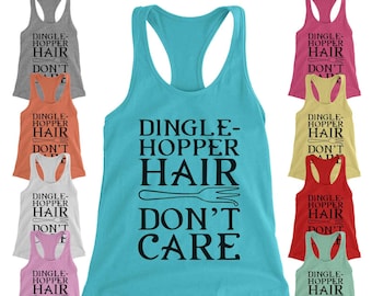 Dingle Hopper Hair Don't Care Ladies Racerback Tank Top Disney Family Shirt Women's Disney Tank Little Mermaid Shirt