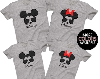 Sunglasses Mickey Minnie Disney Family Shirts Matching Disney Family T-shirts Custom Disney Cruise Group Shirts Men's Women's Youth T-Shirts