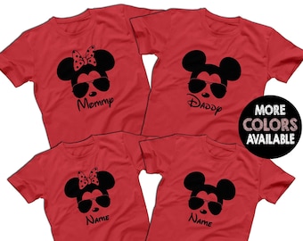 Sunglasses Mickey Minnie Disney Family Red Shirts Disney Family T-shirts Custom Disney Shirts Men's Women's Youth Toddler Infant Shirts