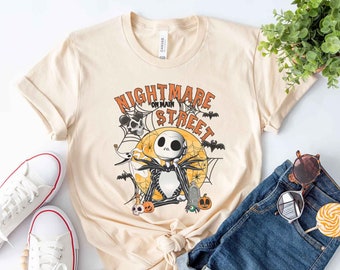 Nightmare on Main St Jack Skellington Halloween T-shirt Not So Scary Halloween Disney Family Shirts, Adult, Youth, Toddler, Baby sizes
