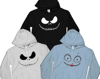 Jack and Sally Hoodie Disney Couples Sweatshirts Friends Matching Disney Hoodies Unisex Adult & Youth Sizes