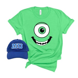 Mike Wazowski Face T-shirt & Monsters University MU Hat Set Fraternity Shirts Halloween costume Men&#39;s Kids size T-shirts