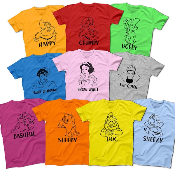 Seven Dwarfs and Snow White Disney Family Shirts Prince Charming Evil Queen Men's Women's Youth T-Shirts