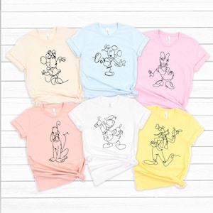 Mickey Friends Outline Shirts, Mickey Line Art, Disney World ...
