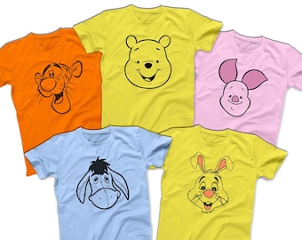 Winnie The Pooh Friends Shirts Tigger Piglet Eeyore Rabbit Disney  Matching Shirts Men's Women's Youth Toddler Baby T-shirt
