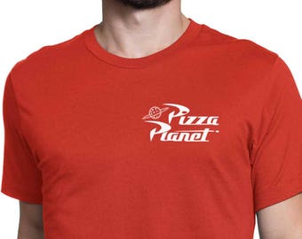 Pizza Planet T-shirt Left Pocket Print T-shirt Toy Story Shirt Disney Family Vacation Shirt Men Women & Youth (Kids) Shirts
