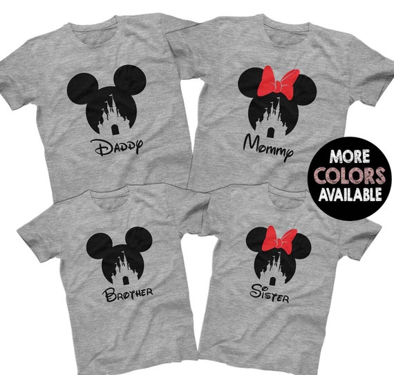 Mickey Minnie Disney Castle Family Shirts Matching Disney T-shirts Custom Disney Shirts Men's Women's Youth T-Shirts