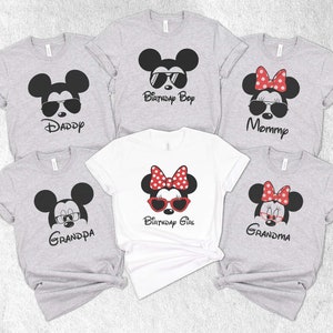 Mickey Ears Minnie Mouse Bow Aviator Sunglasses Shirt Matching Family group Shirts Disney World Disneyland Shirts Daddy Mama Gigi Papa Shirt