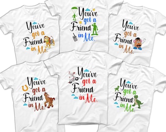 Toy Story You've Got A Friend In Me T-shirt Buzz Woody Slinky Dog T-Rex Mr Potato Characters Tee Disneyland Matching group Family Shirts
