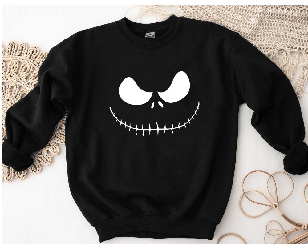 Jack Skellington Sweatshirts Pumpkin Face Cosplay Halloween Costume Disney Halloween Pullover Sweatshirt Adult Kids Sizes Donuink Store