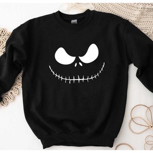 Jack Skellington Sweatshirts Pumpkin Face Cosplay Halloween Costume Disney Halloween Pullover Sweatshirt Adult Kids Sizes