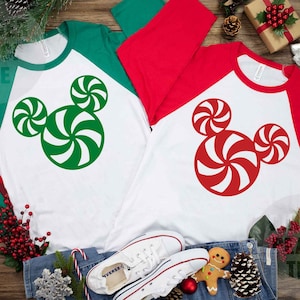 Peppermint Mickey Christmas Raglan Shirt Mickey&#39;s Very Merry Christmas Disney Christmas Vacation Shirts