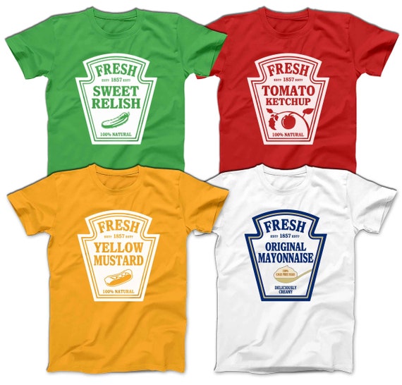 Ketchup Mustard Relish Printed T-shirts Funny Halloween Condiments