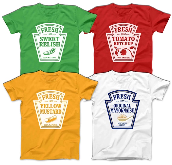 Ketchup Mustard Relish Printed T-shirts Funny Halloween Condiments