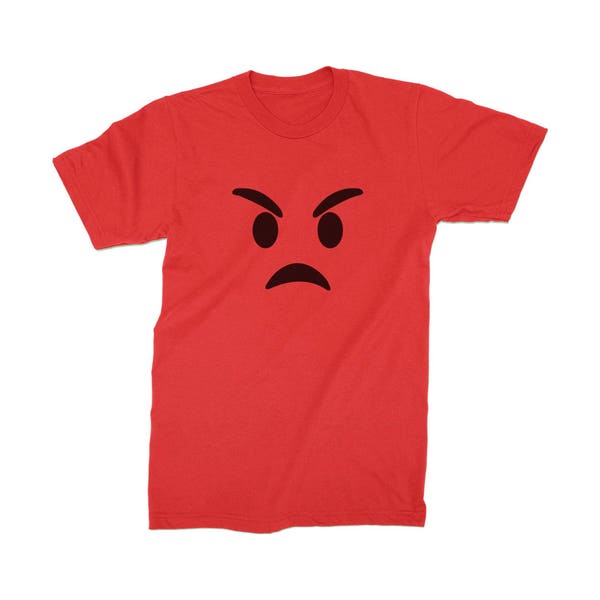 Angry Emoji T-Shirt Mad Upset Evil Red Steaming Pissed Off