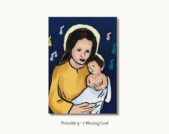 Encircled — Madonna and Child Printable Blessing Card