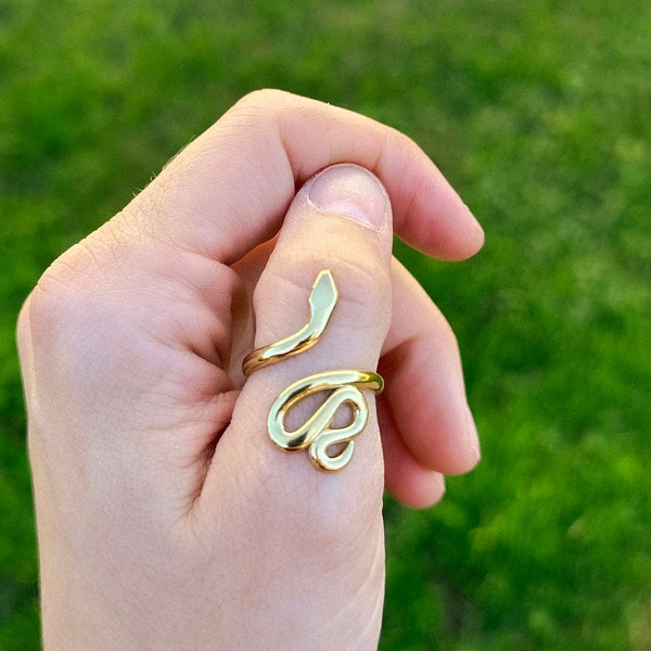 Snake Ring - Adjustable Stainless Steel Snake Ring, Gold Snake Ring, Silver Snake Ring, Mens Snake Ring, Womens Snake Ring, Thumb Ring