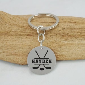 Personalized Ice Hockey Keychain: Stainless Steel Sports Gift