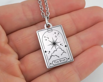 Unique Tarot Card Necklace, The Star Necklace, Stainless Steel Tarot Pendant, Tarot Card Earrings, Tarot Keychain, Witchy Tarot Jewelry