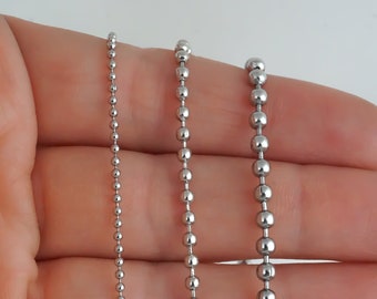 Stainless Steel Ball Chain Necklace - Silver Ball Chain - 1mm, 2mm, 3mm, 4mm, 5mm Ball Chain - Unsisex Chain - Stainless Steel Chain