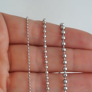 Stainless Steel Ball Chain Necklace - Silver Ball Chain - 1mm, 2mm, 3mm, 4mm, 5mm Ball Chain - Unsisex Chain - Stainless Steel Chain