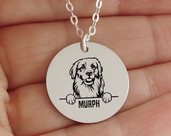 Personalized Dog Necklace - Golden Retriever or Other Dog Breed Necklace - Dog Name Necklace - Stainless Steel Jewelry