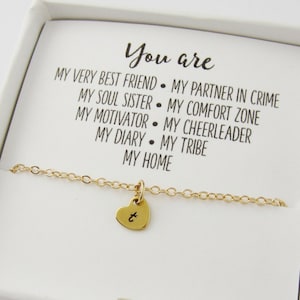 Best Friend Gift - Best Friend Necklace, Anklet or Bracelet - Tiny Heart Initial Charm - Gold or Silver Plated Jewelry - Friendship Gifts