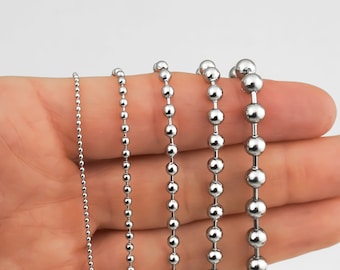 Stainless Steel Ball Chain Necklace - Silver Ball Chain - 1mm, 2mm, 3mm, 4mm, 5mm Ball Chain - Unisex Bead Chain - Stainless Steel Chain