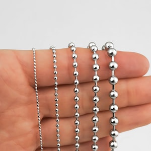 Stainless Steel Ball Chain Necklace - Silver Ball Chain - 1mm, 2mm, 3mm, 4mm, 5mm Ball Chain - Unisex Bead Chain - Stainless Steel Chain