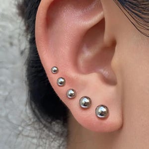 Minimalist Stainless Steel Ball Stud Earrings: Silver, Gold, Rose Gold, Black (3-7mm Balls)