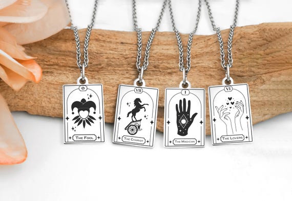 Major Arcana Tarot Card Necklace: Stainless Steel Witchy Jewelry