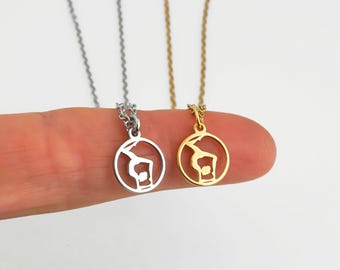 Gymnast Charm Necklace: Silver or Gold Stainless Steel Gymnastics Pendant
