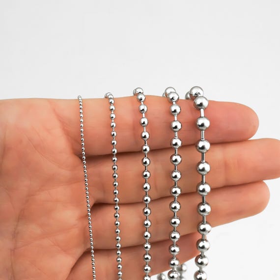 Stainless Steel Bead Chain Necklace: Waterproof Unisex Ball Chain