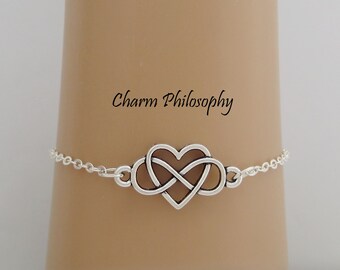 Heart Infinity  Bracelet - Heart Infinity Anklet - Silver Plated Jewelry - Girlfriend Gifts